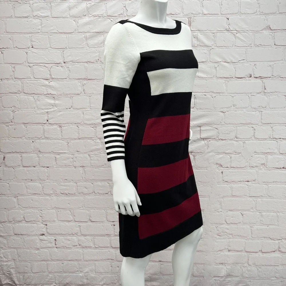 Studio One New York Women's Long Sleeve Sweater Striped Dress Size M - Picture 2 of 11